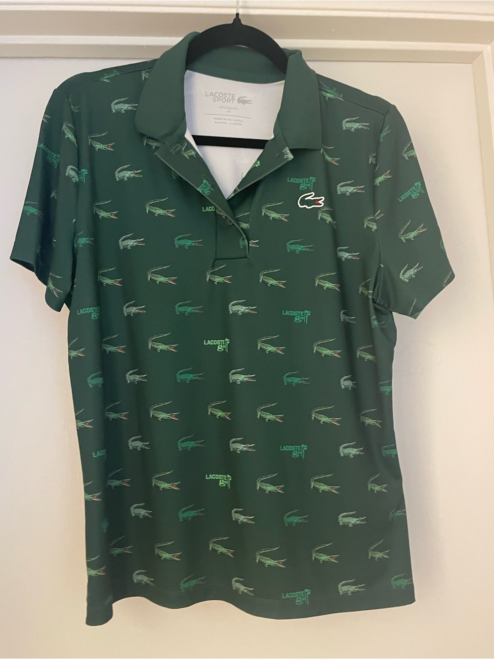 Lacoste Women’s Dark Green All-Over Crocodile Polo